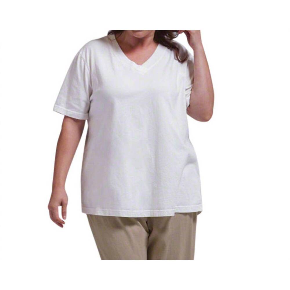 NEW ON THE PLUS SIDE v-neck short sleeve tee - plus in white